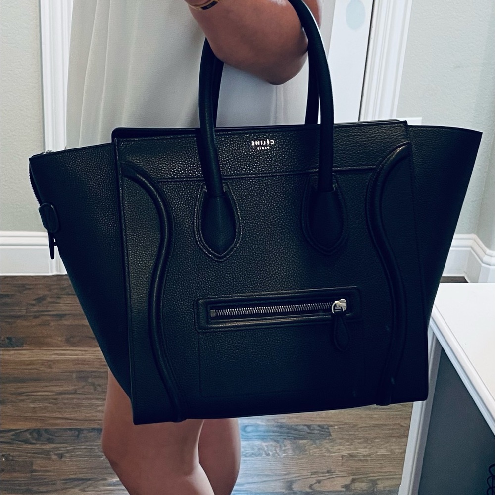 Celine Mini Luggage Tote in Drummed Calfskin - black - Picture 2 of 9